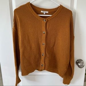 madewell mustard cropped cardigan